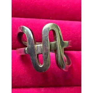 Denmark signed Sterling Abstract Design Ring Size 8 Pre-Owned